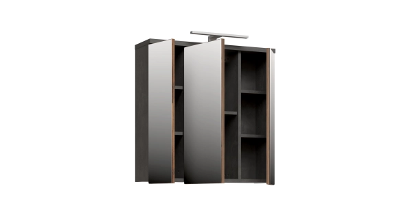 CANELU koupelnová horní skříňka se zrcadly a osvětlením,tm.šedý beton/old-wood vintage,5 let záruka