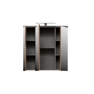 CANELU koupelnová horní skříňka se zrcadly a osvětlením,tm.šedý beton/old-wood vintage,5 let záruka