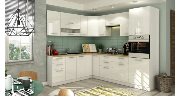 COLBY, dolní rohová skříňka DNLP, bílý lesk