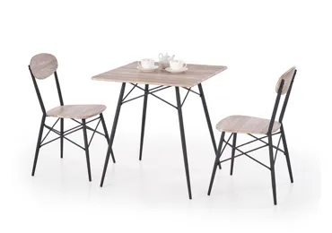 Čtvercový jídelní set BRACKE, dub san remo/černá