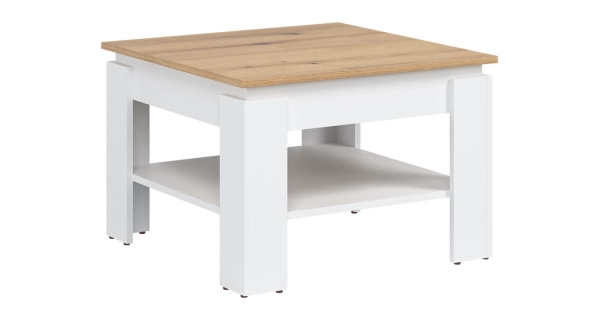 Čtvercový konferenční stůl BORROMEO, bílá/dub evoke