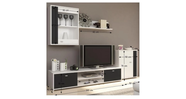 DACTYL obývací stěna, bílá / černá