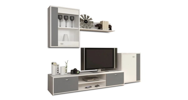 DACTYL obývací stěna, bílá / šedá