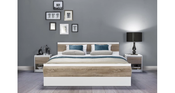 DAMBULLA II, noční stolek, dub sonoma/bílá