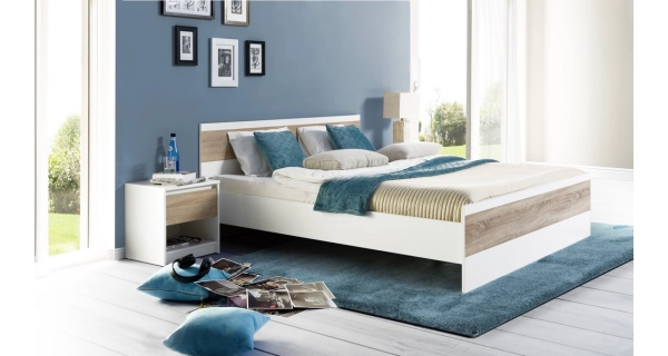 DAMBULLA II, noční stolek, dub sonoma/bílá