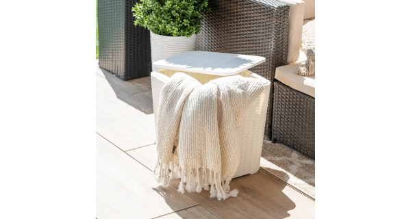 DANKA, zahradní úložný box/příruční stolek, bílá