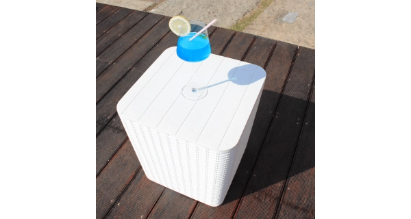 DANKA, zahradní úložný box/příruční stolek, bílá