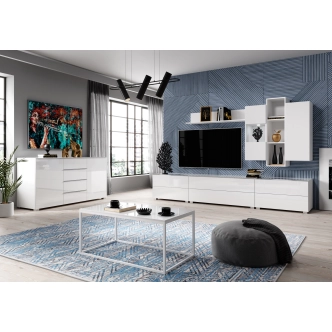 DEJEON komoda 2D2S, bílá/bílé sklo