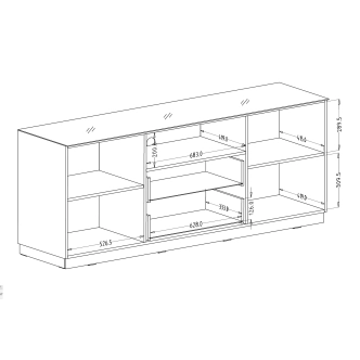 DEJEON komoda 2D2S, černá/šedé sklo