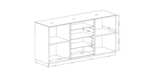 DEJEON komoda 2D4S, bílá/bílé sklo
