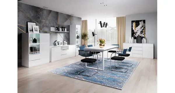 DEJEON konferenční stolek, bílá/bílé sklo