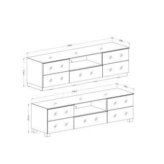 DEJEON televizní stolek 2D1V, černá/černé sklo