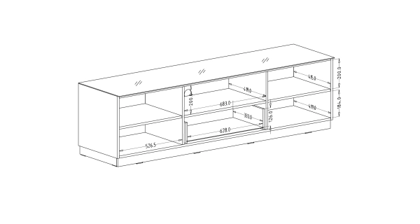 DEJEON televizní stolek 2D1V, černá/šedé sklo