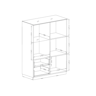DEJEON vitrína 2D2S, bílá/bílé sklo