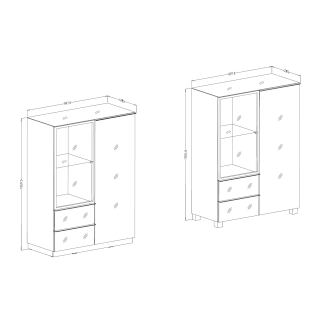 DEJEON vitrína 2D2S, černá/šedé sklo