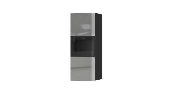 DEJEON závěsná vitrína 1D, černá/šedé sklo