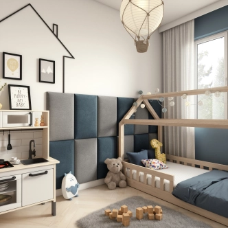 Dekorační nástěnný panel MATEO 180x100 cm, tmavě modrá/světle šedá