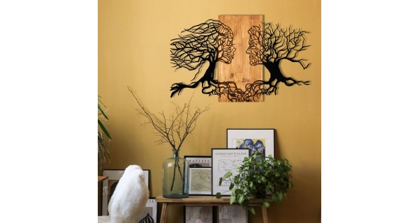 Dekorativní dřevěný nástěnný doplněk - TVÁŘE, 92 x 58 cm 