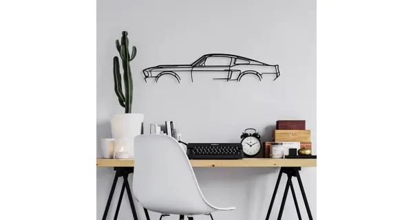 Dekorativní kovový doplněk na zeď - AUTO, 70 x 15 cm 