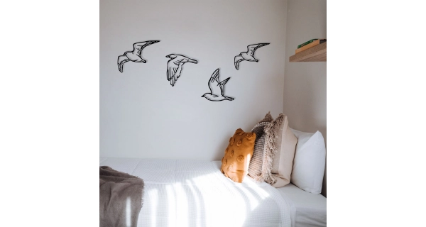 Dekorativní kovový doplněk na zeď - PTÁCI, 100 x 24 cm 