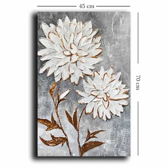 Dekorativní obraz na plátně dva bílé květy, 45 x 70 cm