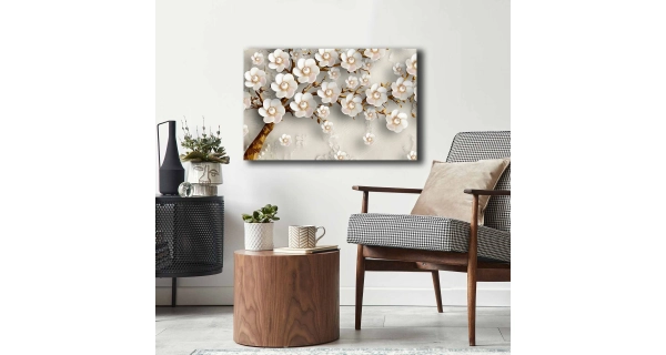 Dekorativní obraz na plátně perlové květy, 45 x 70 cm