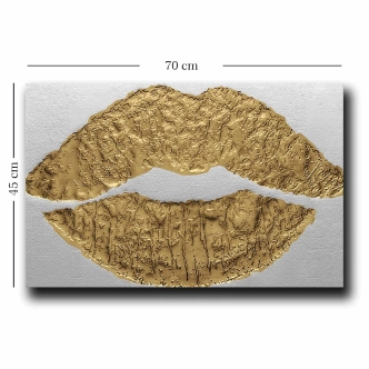 Dekorativní obraz na plátně zlaté rty, 45 x 70 cm