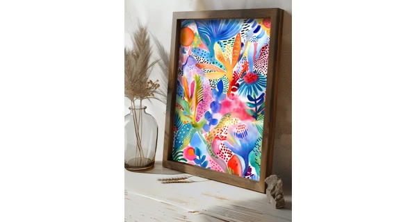 Dekorativní obraz v dřevěném rámu mořské rostliny, 35 x 47 cm