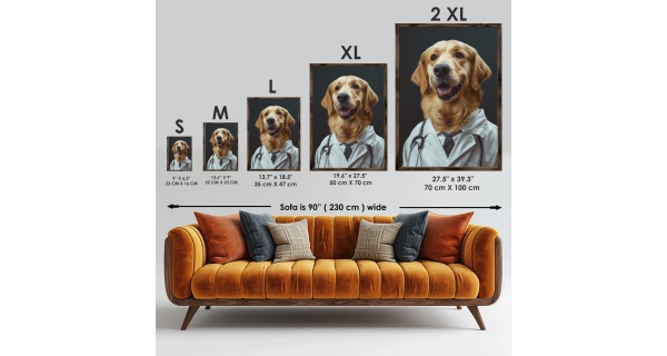 Dekorativní obraz v dřevěném rámu pes doktor, 35 x 47 cm