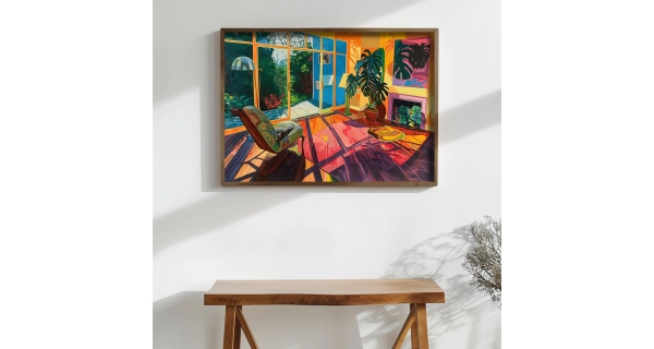 Dekorativní obraz v dřevěném rámu pokojíček, 35 x 47 cm