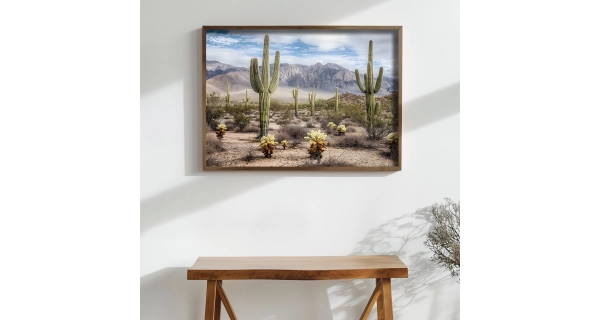 Dekorativní obraz v dřevěném rámu stromy kaktusu, 35 x 47 cm