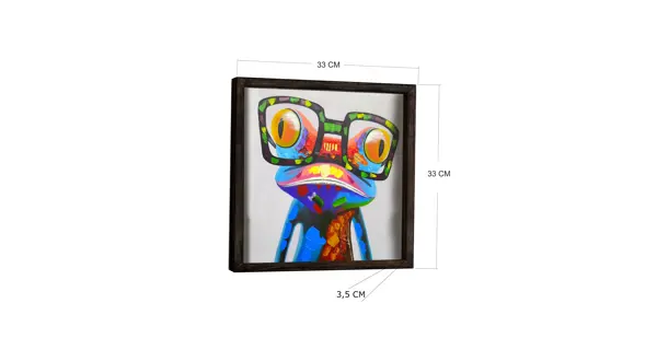 Dekorativní obraz v dřevěném rámu žabák, 33 x 33 cm