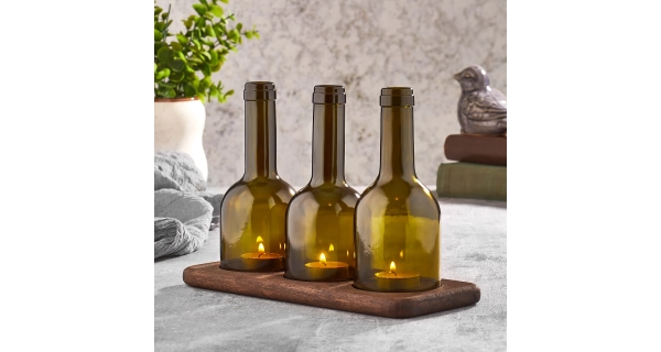 Dekorativní svícen - LAHVE, 11 x 28 x 20 cm DOPRODEJ