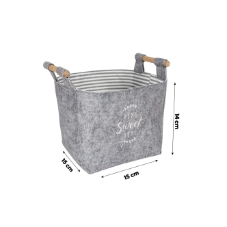 Dekorativní textilní košík, šedý, 15 x 14 x 15 cm