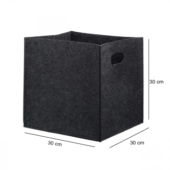 Dekorativní textilní plstěný košík, černý, 30 x 30 x 30 cm 