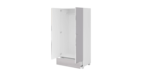 DELAETI dvoudvéřová skříň, bílá/zrcadlo