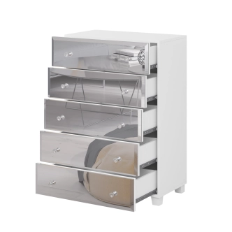 DELAETI komoda, bílá/zrcadlo