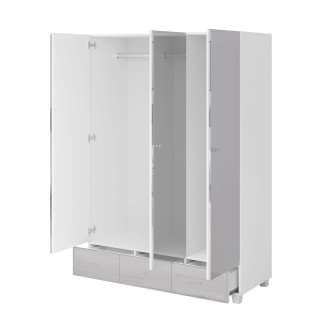 DELAETI třídvéřová skříň, šedá/zrcadlo