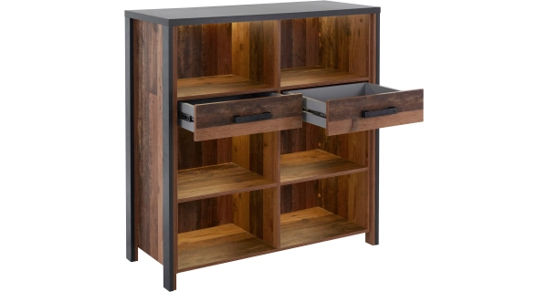 DEMINUTE regál se šuplíky, planked old style mix/matera