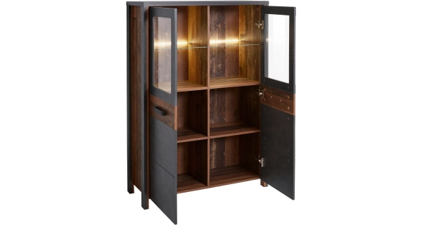 DEMINUTE vitrína dvoudvéřová, planked old style mix/matera