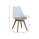 Designová židle POTTO, šedě béžová látka/bílý plast/buk