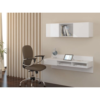 Designový psací stůl DELIA, bílá/bílý lesk, 5 let záruka