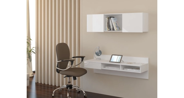 Designový psací stůl DELIA, bílá/bílý lesk, 5 let záruka