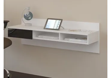 Designový psací stůl DELIA, bílá/černý lesk