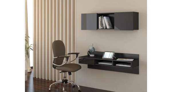 Designový psací stůl DELIA, černá/černý lesk, 5 let záruka