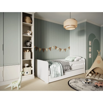 Dětská postel GERMAR 80x200 cm se zábranou, s matrací, bílá