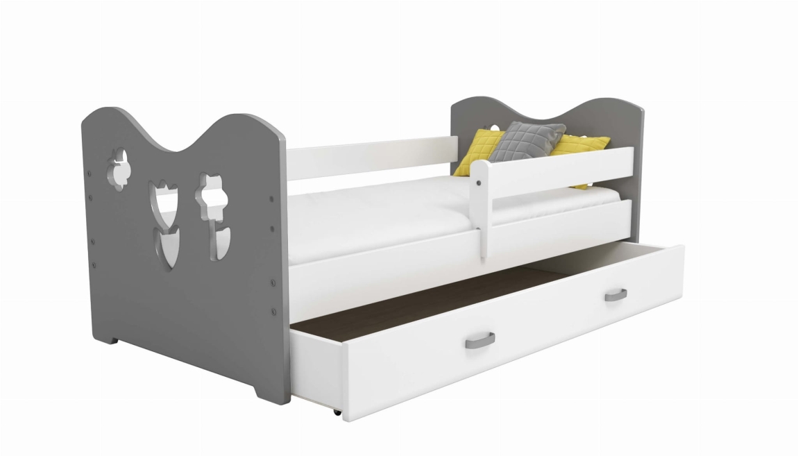 Dětská postel ORTLER 80x160 typ 2, šedá čela + bílé boky