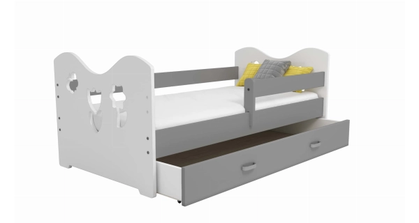 Dětská postel ORTLER 80x160 typ 2, bílá čela + šedé boky
