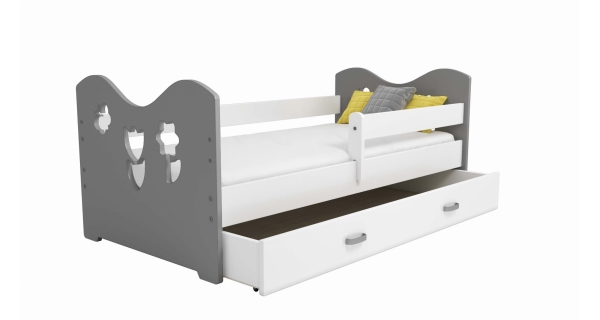Dětská postel ORTLER 80x160 typ 2, šedá čela + bílé boky