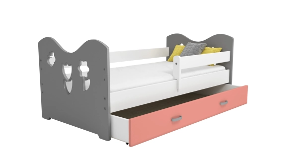 Dětská postel ORTLER 80x160 typ 2, šedá čela + bílé boky